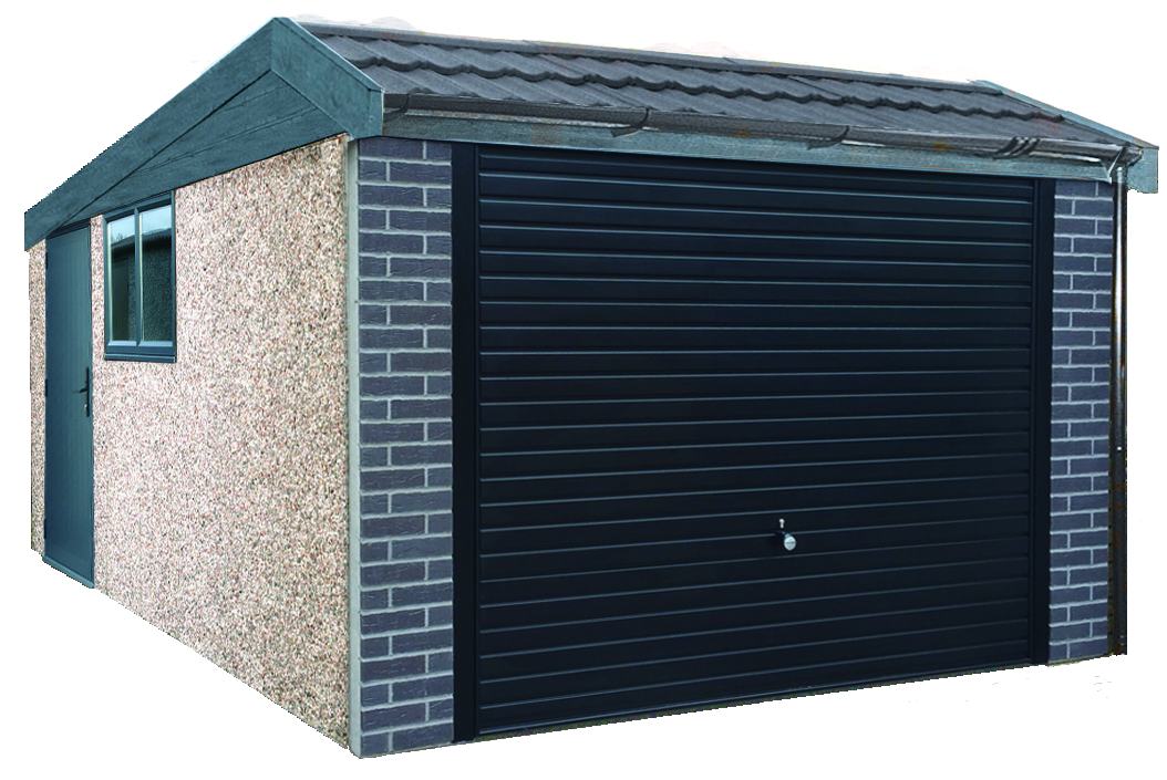 Anthracite Mansard Pent Deluxe Lidget Concrete Garages